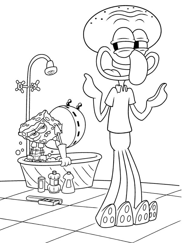 SpongeBob SquarePants and Squidward Tentacles Coloring page