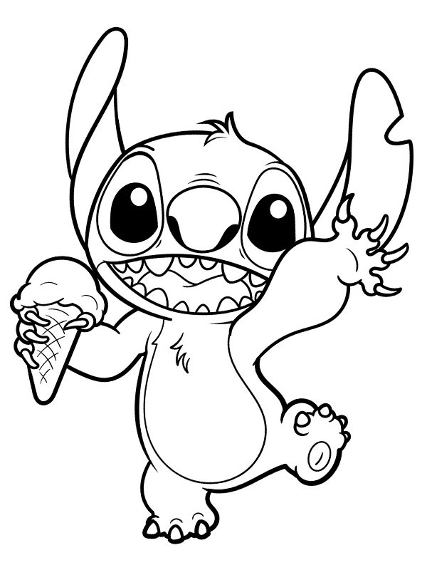 Stitch eats an ice cream Coloring page