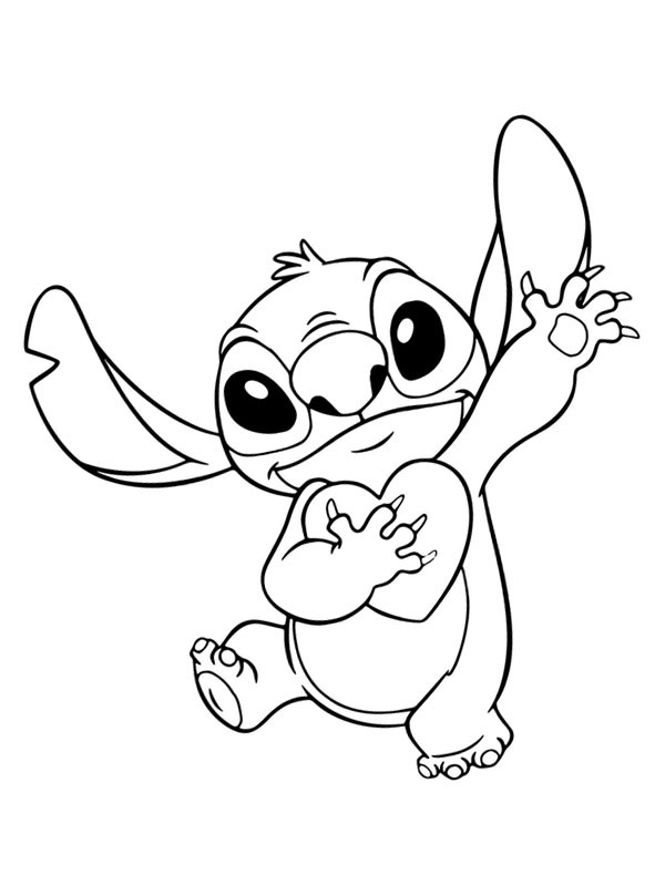 Stitch holds a heart Coloring page