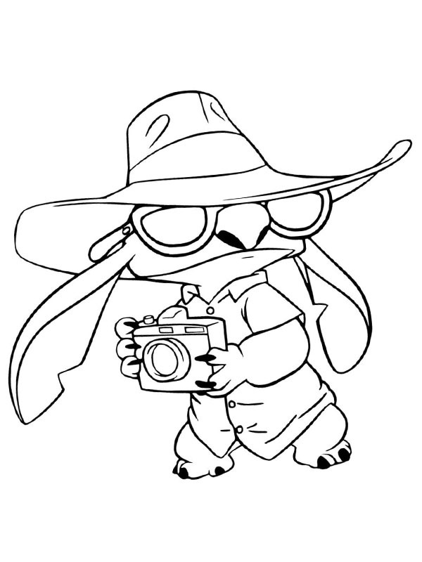 Stitch with a camera Coloring Page - Funny Coloring Pages