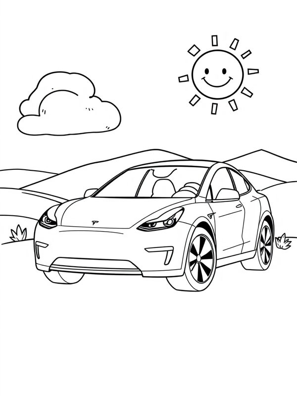 Tesla Model Q Coloring page