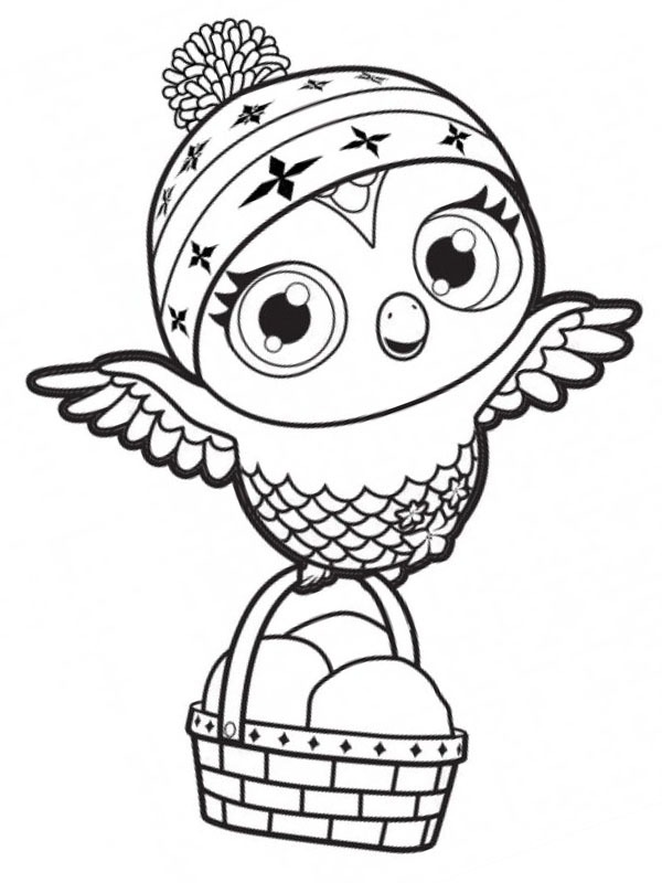 Owl with Easter basket Coloring page