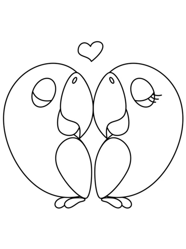 Birds in Love Coloring page