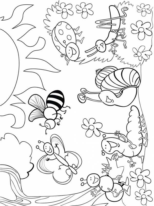 Several insects Coloring page