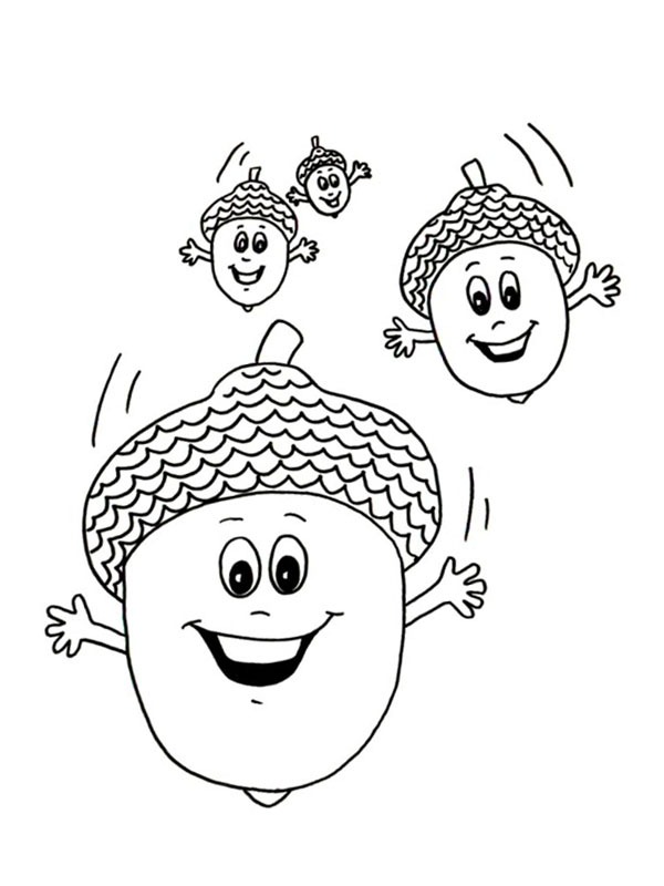 Happy acorns Coloring page