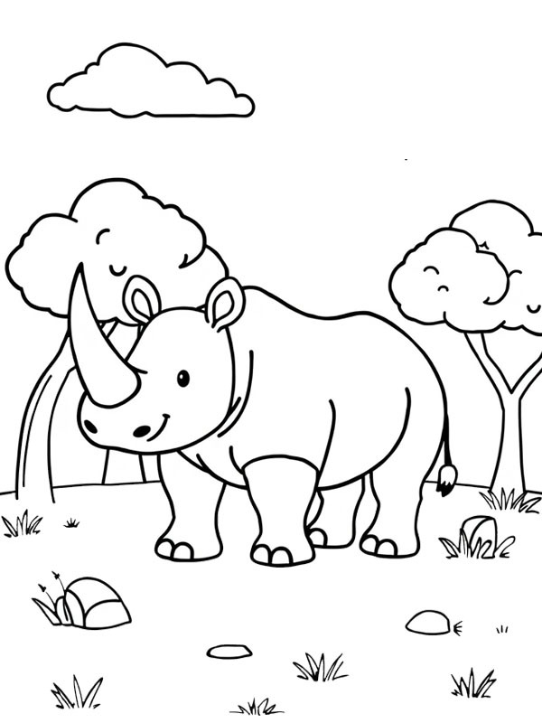 White rhino Coloring page