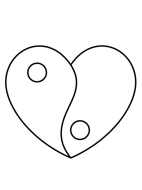 Yin Yang Heart Coloring page